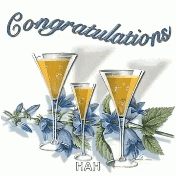 Congratulations With 3 Animated Sparkling Wine GIF