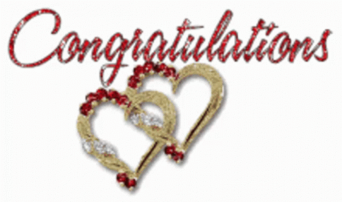 Two Heart Shape Under Congratulations Animated Text GIF