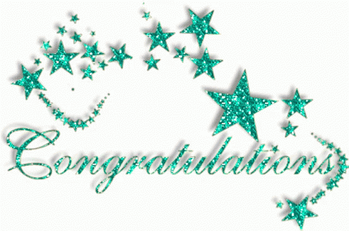 Congratulations Animated Typography With Green Stars GIF