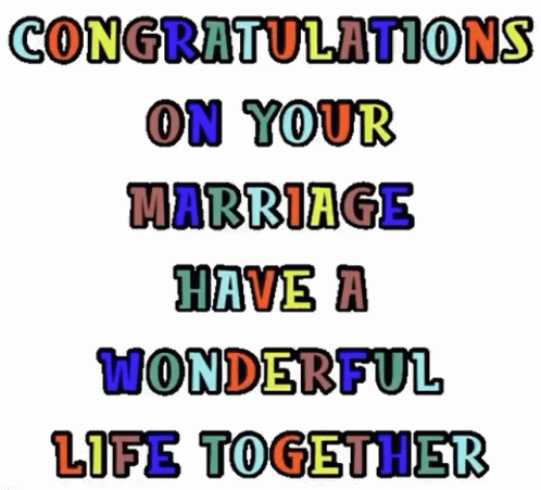 Marriage Congratulations Animated Colorful Text GIF