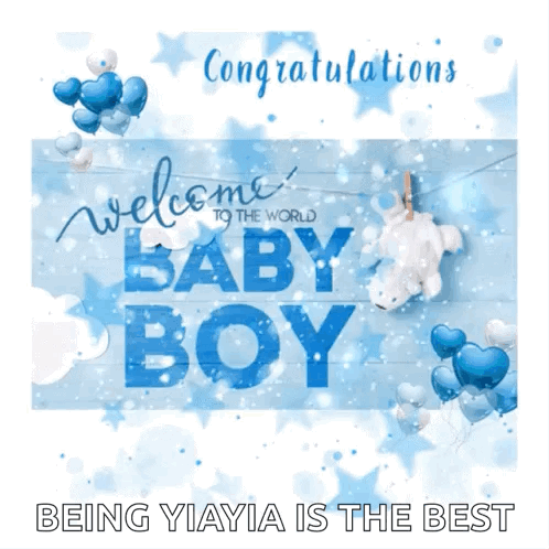 Congratulations Baby Boy Teddy Bear Balloons GIF