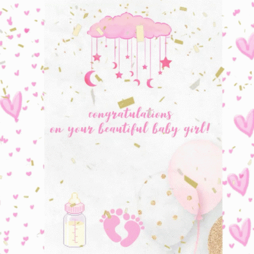 Congratulations Baby Girl Confetti GIF