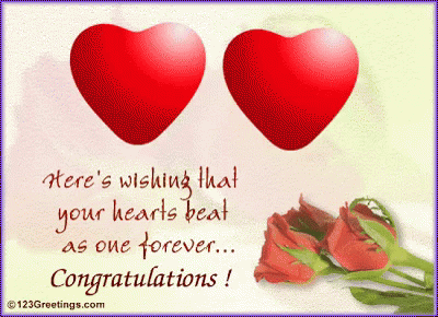 Congratulations Card Wishing Hearts Beat As One