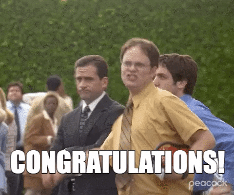 Congratulations Funny Dwight Schrute Fist Pump GIF