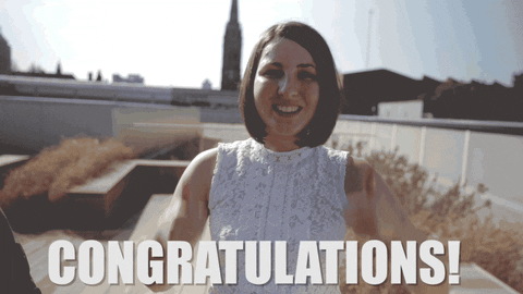 Congratulations Funny Lady Two Thumbs Up GIF