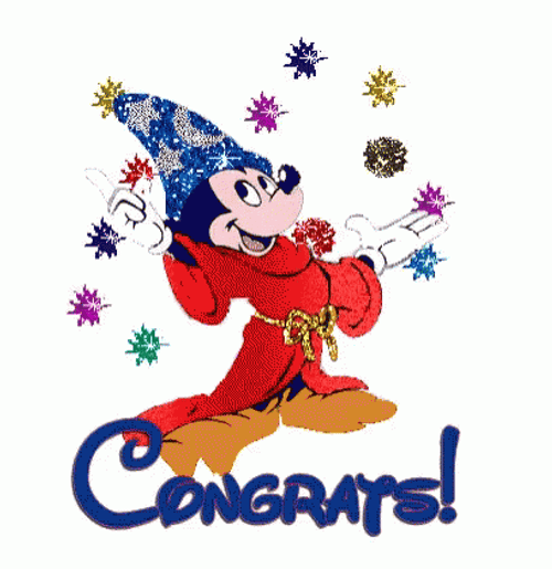 Congratulations Glittery Mickey Mouse GIF