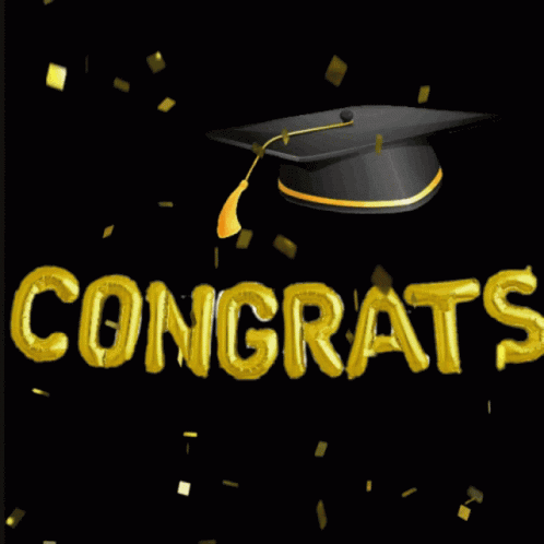 Congratulations Gold Balloons With Graduation Cap GIF