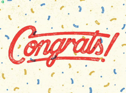 Congratulations Is Written In Red On A Yellow Background GIF