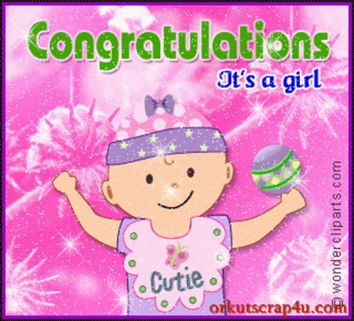 Congratulations It's A Girl Cartoon Baby GIF