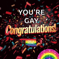 Congratulations Message With Rainbow And Confetti GIF