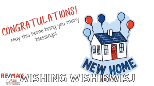Congratulations New Home Card With Balloons and House
