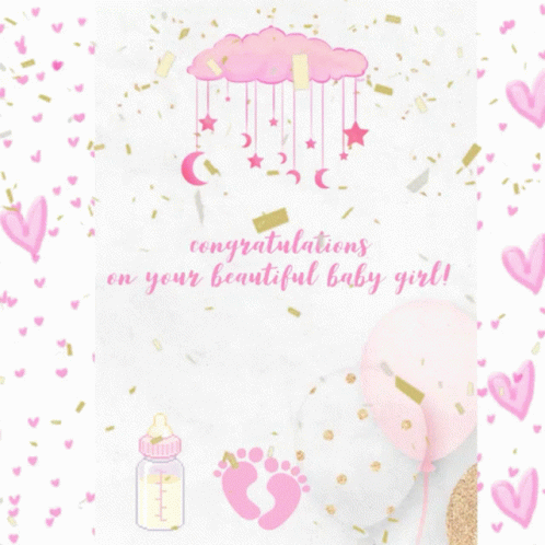Congratulations On Your Beautiful Baby Girl Card GIF