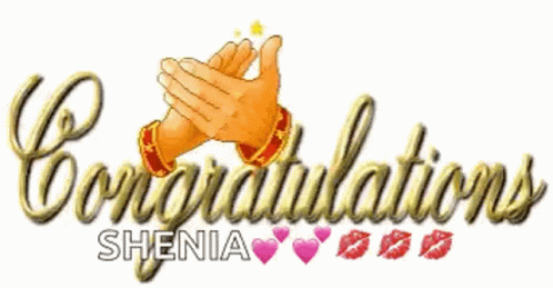 Congratulations Shenia With Two Hands Clapping And Hearts GIF