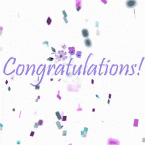Congratulations Surrounded by Purple Confetti