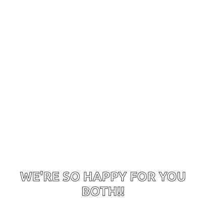 Congratulations We 'Re So Happy For You Both Written In Blue Letters On A White Background GIF
