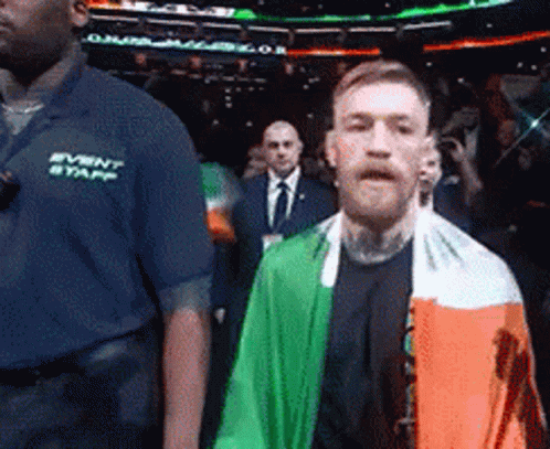 Conor Mcgregor Entrance With Irish Flag GIF