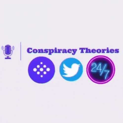 Conspiracy Theories Logo With Microphone Twitter Icon and 24/7 Sign