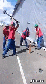 Construction Worker Hammer Smashing GIF