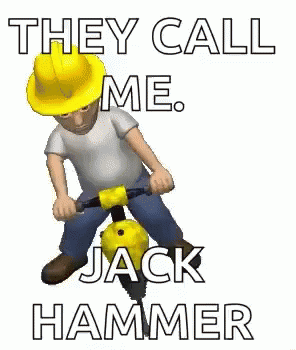 Construction Worker Riding Jackhammer GIF