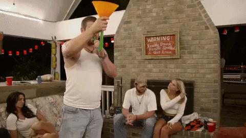 Contest Of Chugging Beer Using Hose GIF