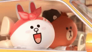 Cony And Brown Driving Car GIF