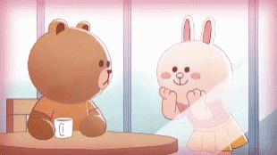 Cony And Brown Heart On Glass GIF