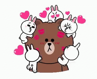 Cony And Brown Kiss Heart GIF