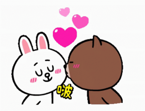 Cony And Brown Cheek Kiss GIF