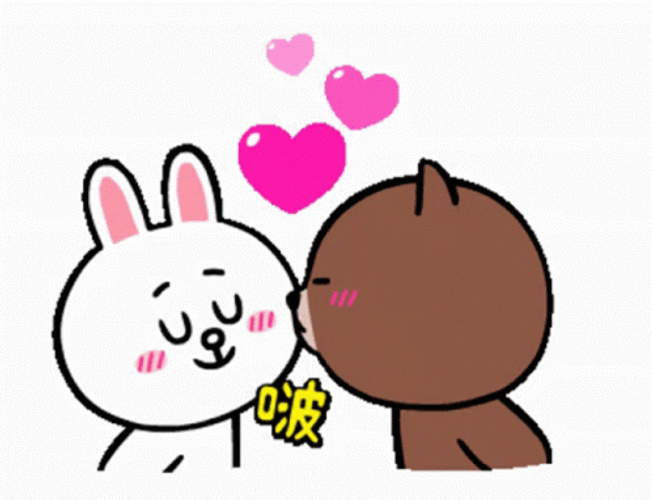 Cony And Brown Cheek Kiss GIF