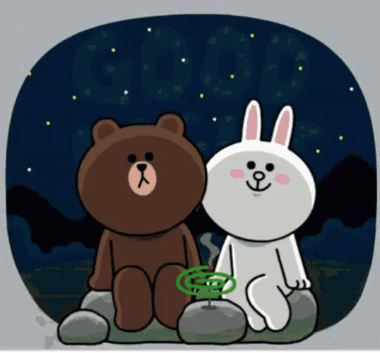 Cony And Brown Good Night Sky GIF