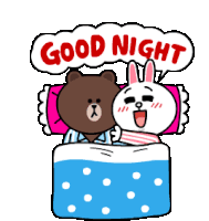 Cony And Brown Night Night Sticker GIF