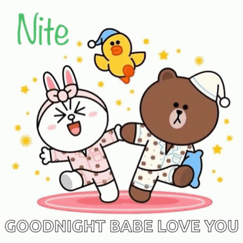 Cony And Brown Pajamas Good Night Babe GIF