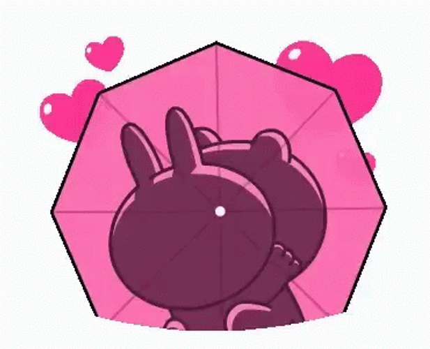 Cony And Brown Umbrella Kiss GIF