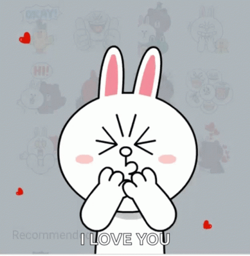 Cony Bunny Red Heart Kisses GIF