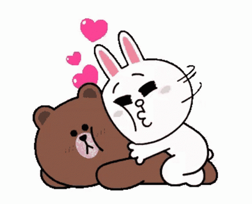 Cony Snuggling And Cuddling With Brown Sticker GIF