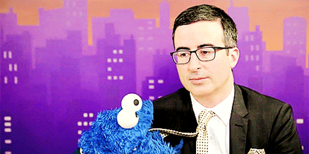 Cookie Monster And John Oliver GIF.