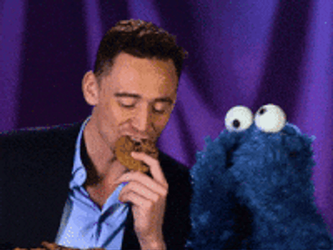 Cookie Monster And Tom Hiddleston GIF.