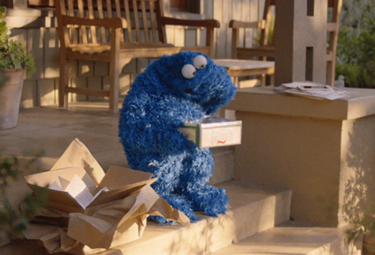 Cookie Monster Box Of Cookies GIF.
