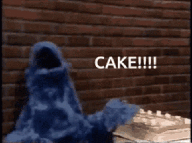 Cookie Monster Eating Cake GIF