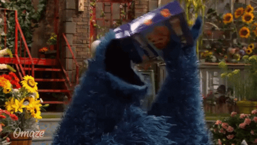 Cookie Monster Empty Cookie Box GIF.