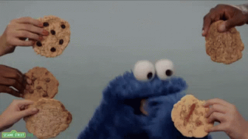 Cookie Monster Frantic Chomping On Cookies GIF