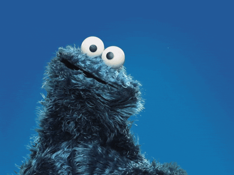 Cookie Monster From Sesame Street Looking Up Into The Sky GIF