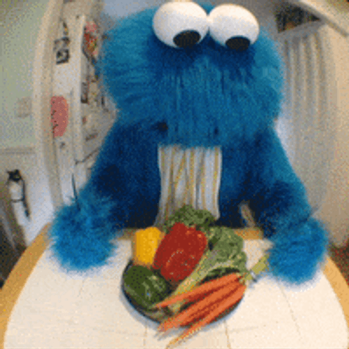 Cookie Monster Hate Veggie GIF.