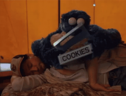 Cookie Monster Throws Famous Amos Cookies GIF