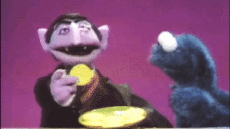Cookie Monster With Count Von Count GIF.