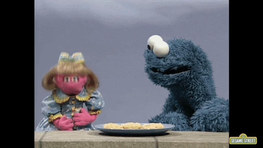 Cookie Monster with Prairie Dawn GIF.