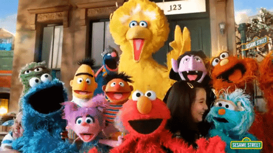 Cookie Monster With Sesame Street Family GIF