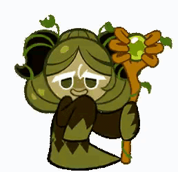 Cookie Run Character Holding Green Apple Stick GIF