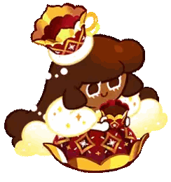 Cookie Run Character with Coffee Cup and Crown