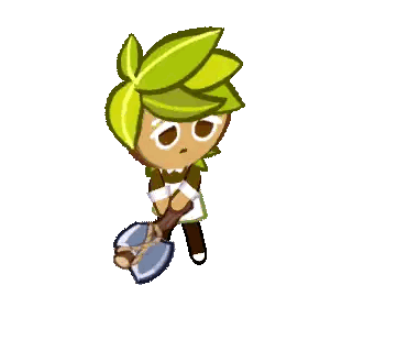 Cookie Run Character With Green Hair Holding Hammer